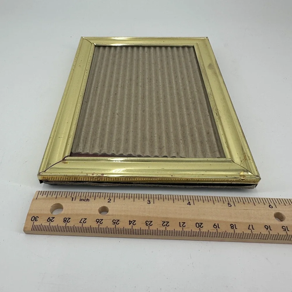 Vintage Gold-Tone Metal 5x7‎ Picture Frame Mid-Century Tabletop or Gallery Wall